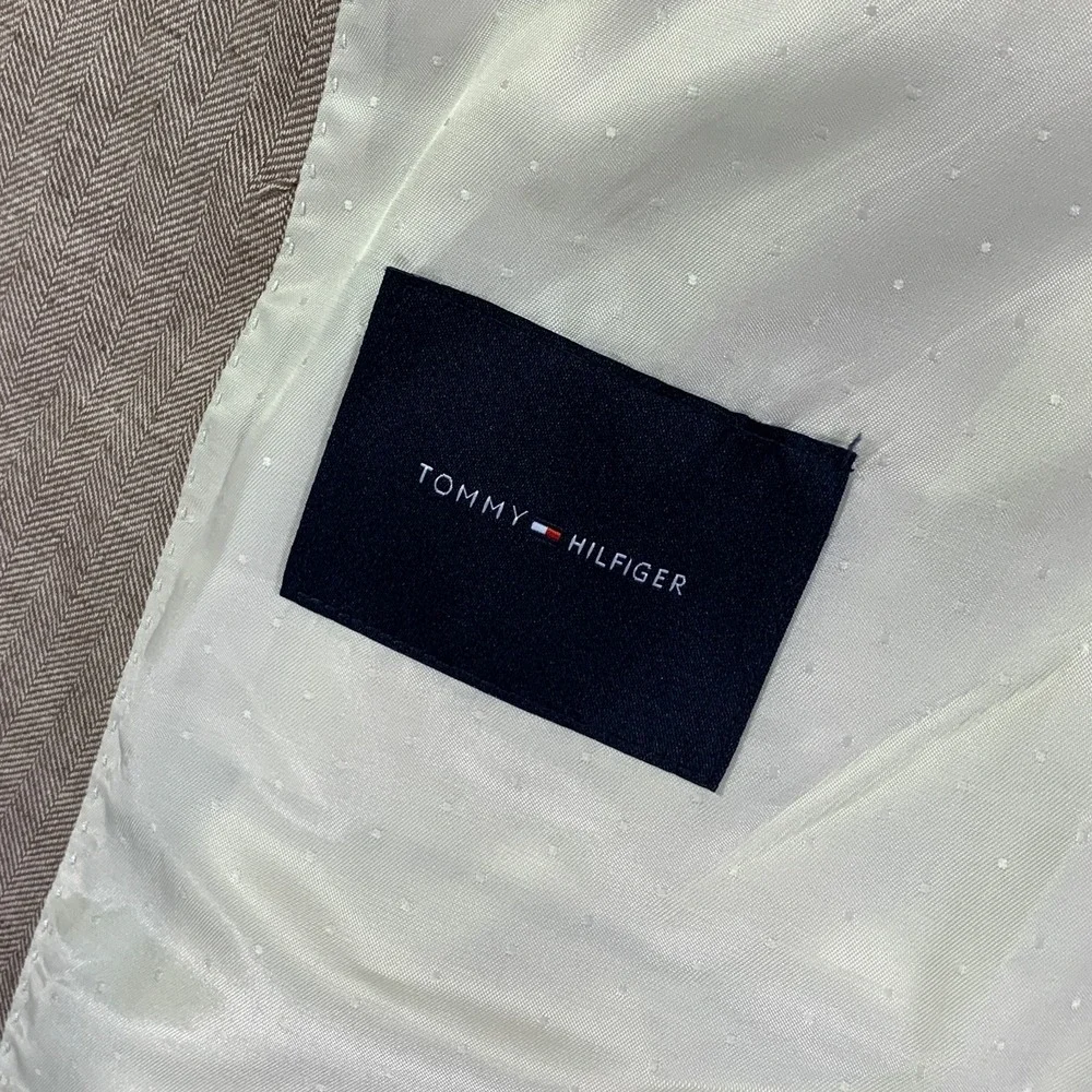 Tommy Hilfiger Linen Blazer Jacket Men 44R Beige Sport Coat